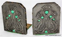 A Pair of Arts & Crafts Hammered Pewter Bookends