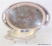 Antique Silver Plated Oval Tray & Fruit Bowl