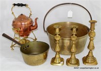 Antique Copper & Brass Spirit Kettle Etc.