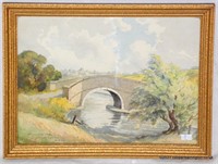 J. CROSWELL Watercolor Painting Gathurst Bridge