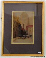 Signed Titled Lithograph Print 'Bruges'.