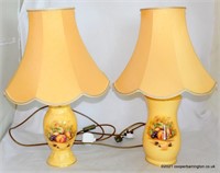 A Pair of Aynsley China Orchard Gold Table Lamps
