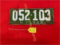 NYS 1922 LICENSE PLATE