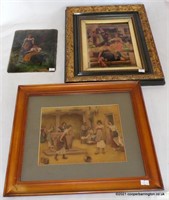 3 Victorian Crystoleums of European Group Scenes