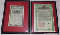 Antique Railwayana Stock Bond Certificates