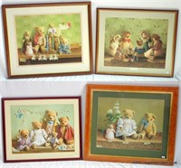 Four Deborah Jones Framed Prints of Teddy Bears