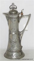 Art Nouveau WMF Wine Ewer with Hinged Cover.