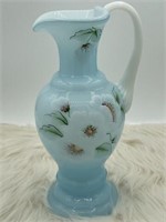 Fenton Hand Painted Pitcher 9 inches tall Signed