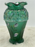 Fenton Glass Collectible Green Iridescent Vase