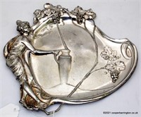 W.M.F Art Nouveau Silver Plate Visiting Card Tray