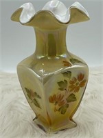 Vintage Fenton Gold Tone Swirl Vase Hand Painted