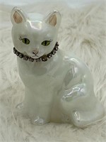 Fenton White Carnival Iridescent Kitty Cat T.