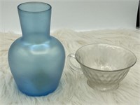 Vintage Fenton Glass Vase And Fenton Diamond