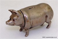 Victorian 'Pig' Pewter Vesta Case/Match Striker
