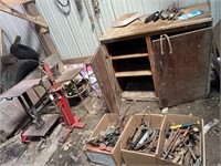 Tire Machine, Cabinet and 3 Boxes of Tools