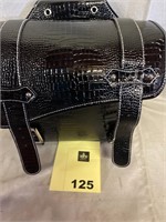 Leather Motorcycle Side Saddlebags + Cup Holder