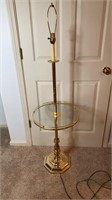 Floor lamp with glass topped table 16” diameter