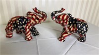 Pair of American Flag Elephants
