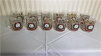 Vintage set of 12 Days of Christmas Glass Mugs