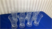 7 6” etched glasses & 1 6.5” etched glass