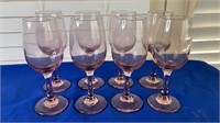 8 pink wine glasses