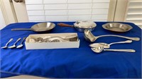 Box lot of silver plated utensils and kitchenware