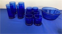 Anchor Blue glass bowls & glasses