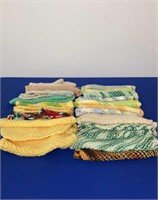 Box lot of hand knitted wash cloths