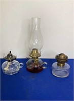3 glass oil lamps