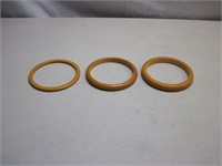 3 Vintage Tan Bakelite Matching Bracelets - Tested