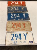 5-ohio License Plate 2-1967,1966, 1968, 1969, 294