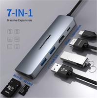 NIDB USB C Hub, WIMUUE 7 in 1 Aluminum Adapter for