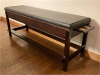Pool Table Bench and Cue Storage with Cup Holders