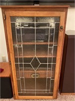 Leaded Glass Door Media Cabinet with Storage