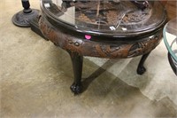 ASIAN WOOD CARVED ROUND TABLE