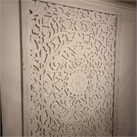 White Wood Floral Mandala Panel