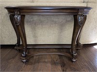 Wood Console Table with Glass Top
