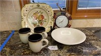 Clock, Plates, & Mugs