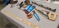 Assortment of Tools - Level, Tool Box Saw,