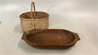 Carved Dough Bowl, Country Basket