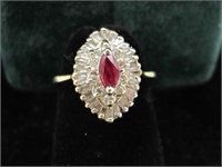 RUBY AND DIAMOND LADIES RING 14K SIZE 4 3 GM TOTAL