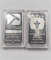 (2) - .999 Fine Silver One Troy Ounce Bars