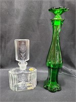 Crystal & Green Avon Perfume Bottles