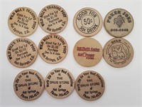 Group of 11 Wooden Nickels
