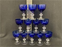 Set of 12 - Aegean Cobalt Blue Wine Glasses