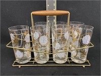 Retro Beverage Carrier and Glasses