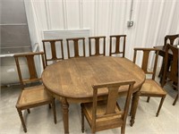 Vintage Oak Oval Dining Table and Chairs