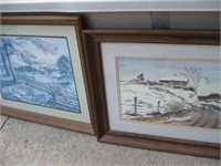 Winter Signed Water color Framed Art & Print