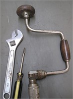 Antique Stanley Hand Drill, Wrench & more