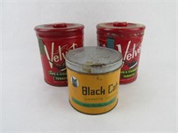 Vintage Empty Tobacco Tins 2 Velvet, Black Cat